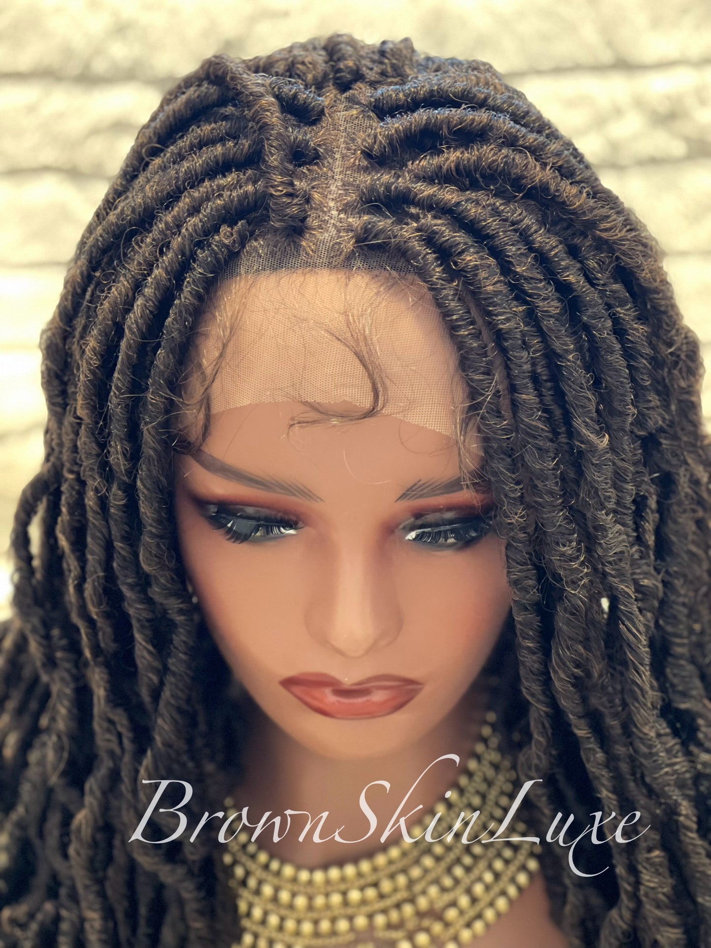 26 Inches Deep Curl Ends Boho Goddess Locs Lace Closure Wig