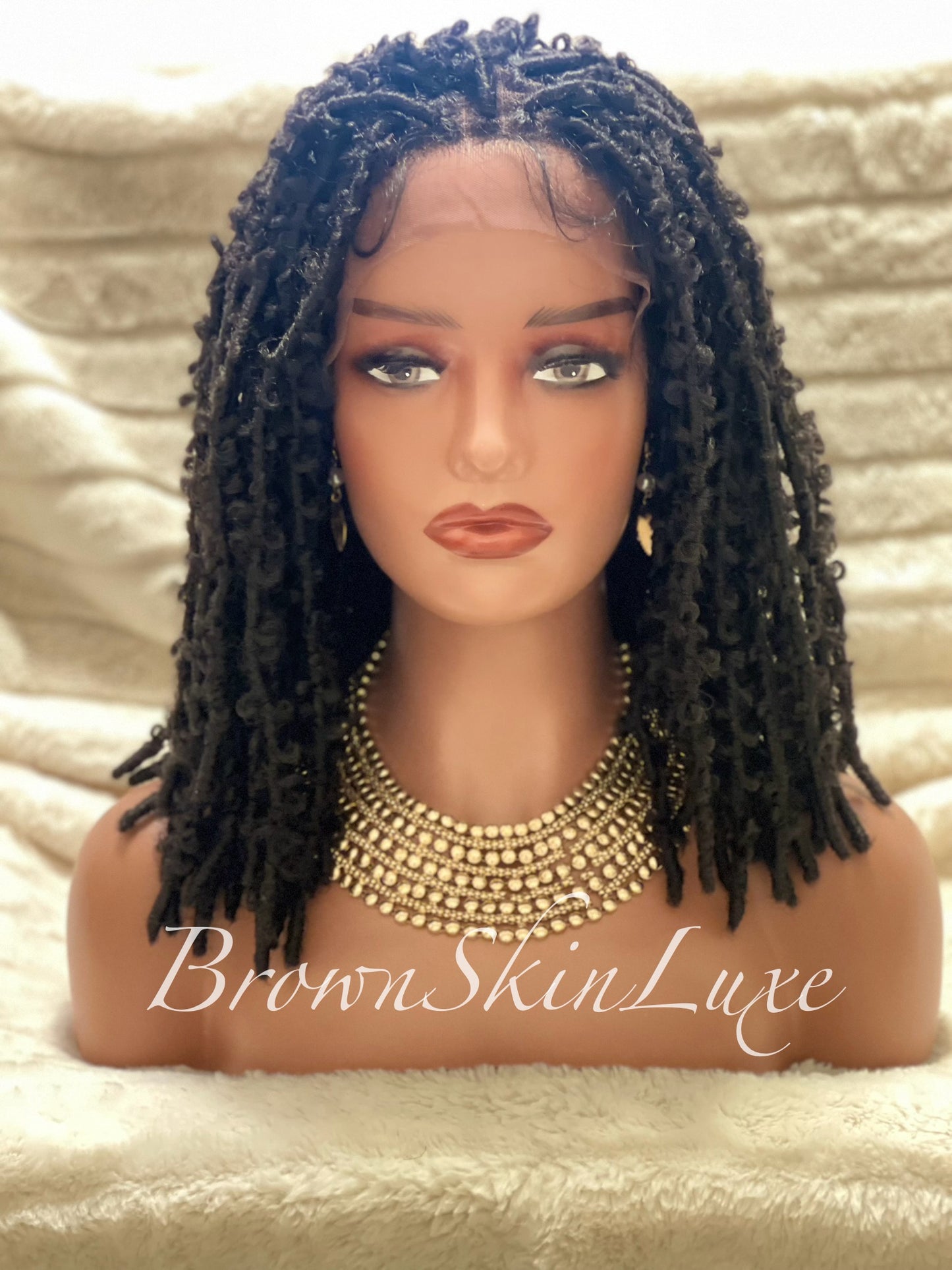 14 Inches Short Butterfly Locs Lace Closure wig