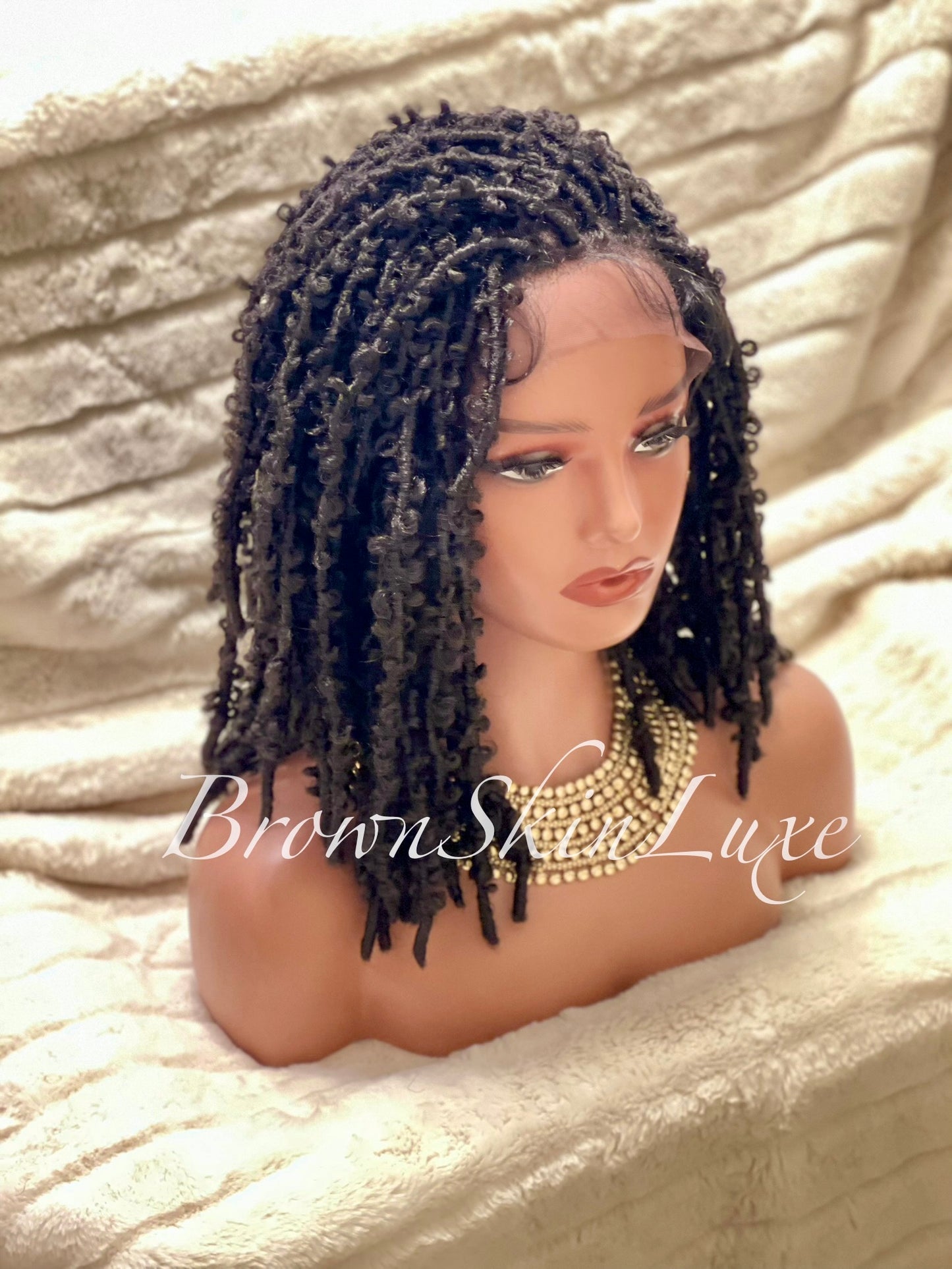 14 Inches Short Butterfly Locs Lace Closure wig