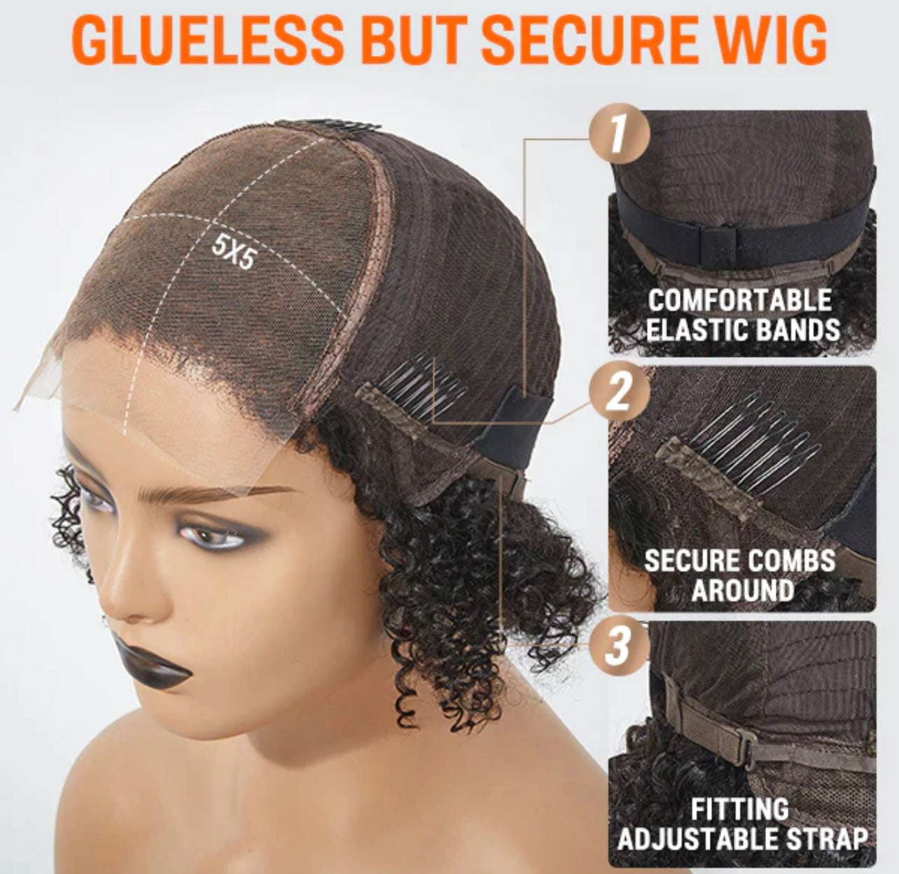 12 Inches Kinky 4C Edges Jerry Curly Closure Wig