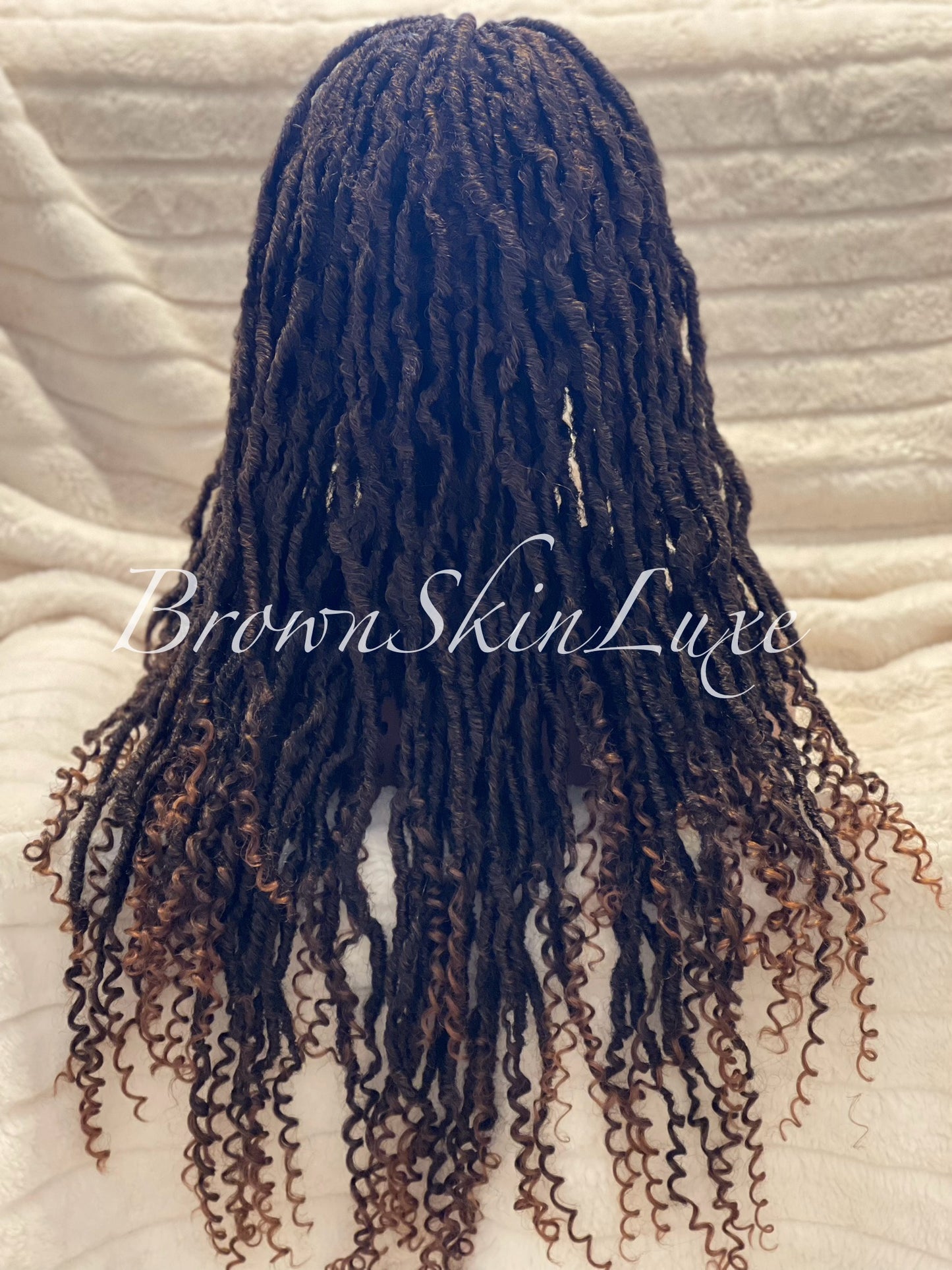 26 Inches Deep Curl Ends Boho Goddess Locs Lace Closure Wig