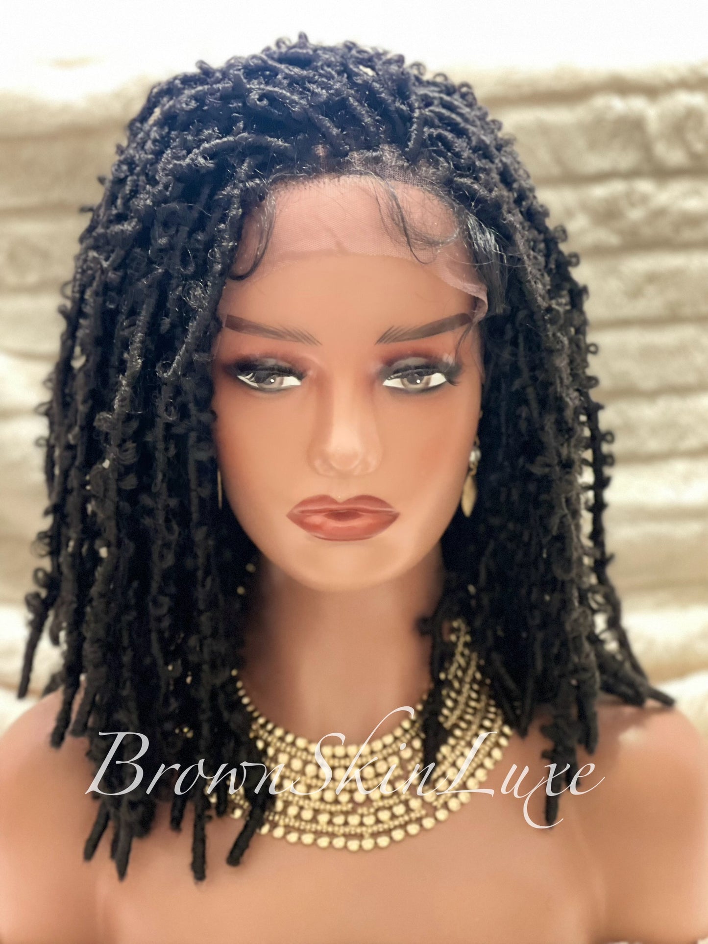 14 Inches Short Butterfly Locs Lace Closure wig