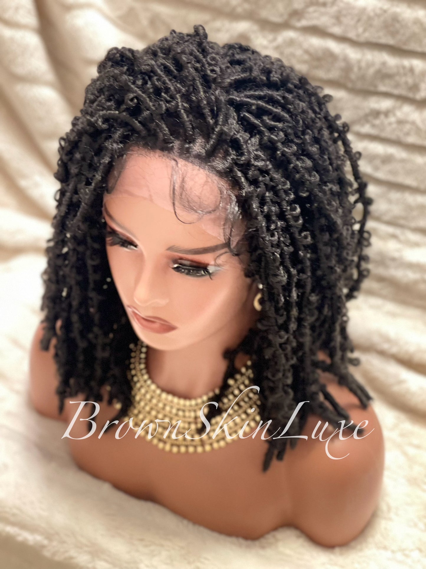 14 Inches Short Butterfly Locs Lace Closure wig