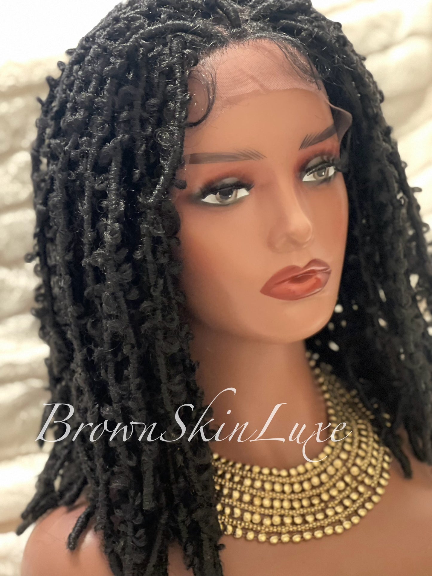 14 Inches Short Butterfly Locs Lace Closure wig