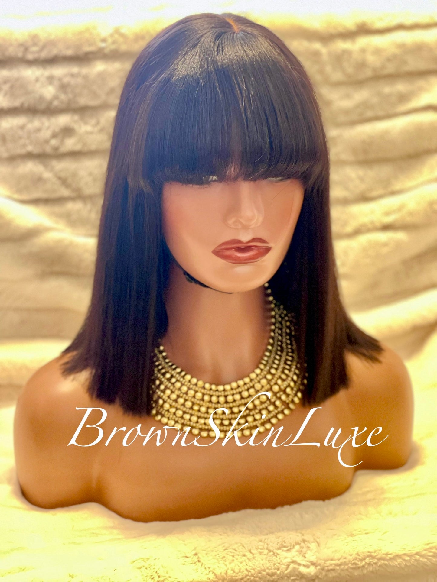 12 Inch Yaki Straight Bob With Bangs  Wig