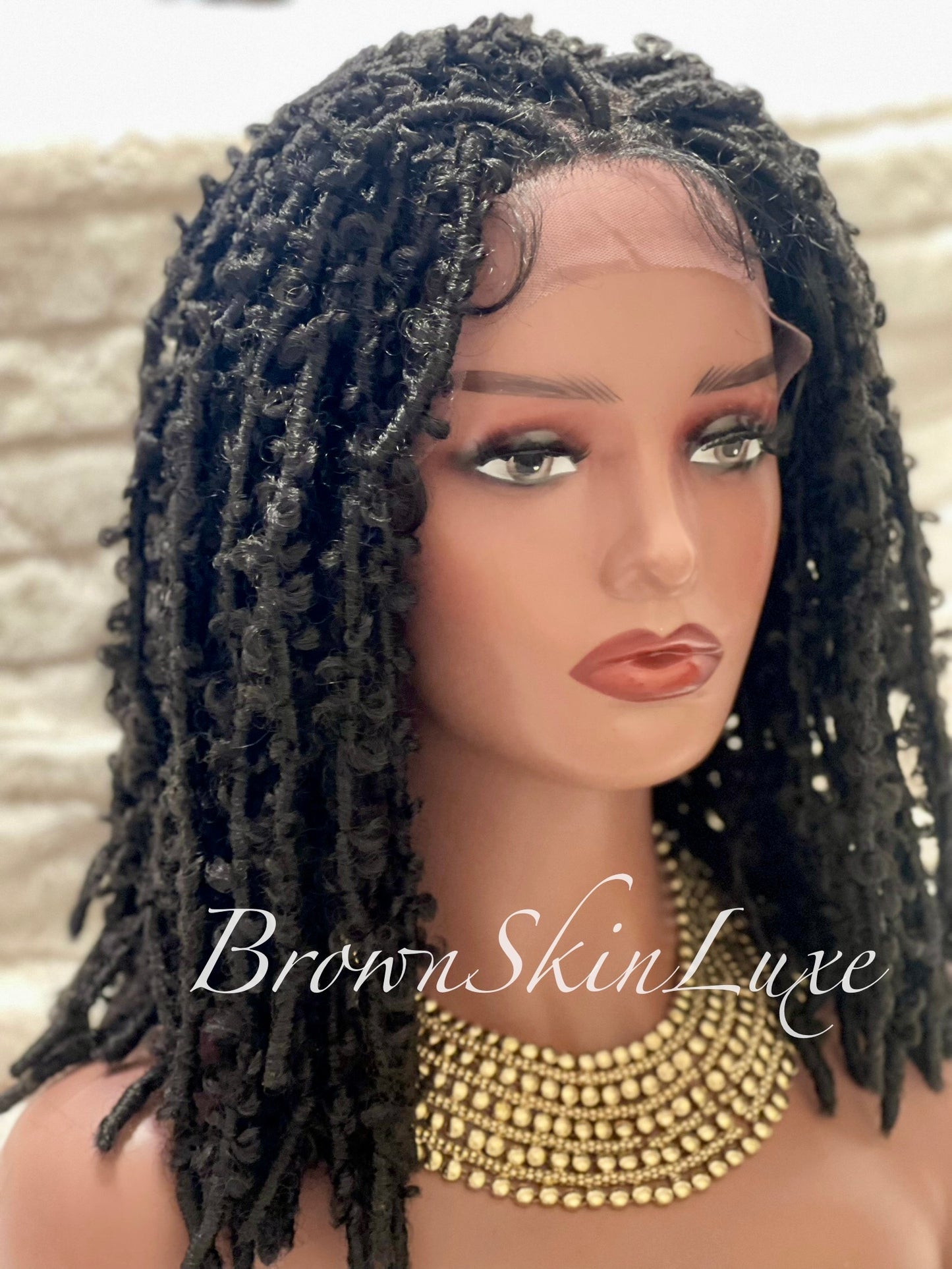 14 Inches Short Butterfly Locs Lace Closure wig