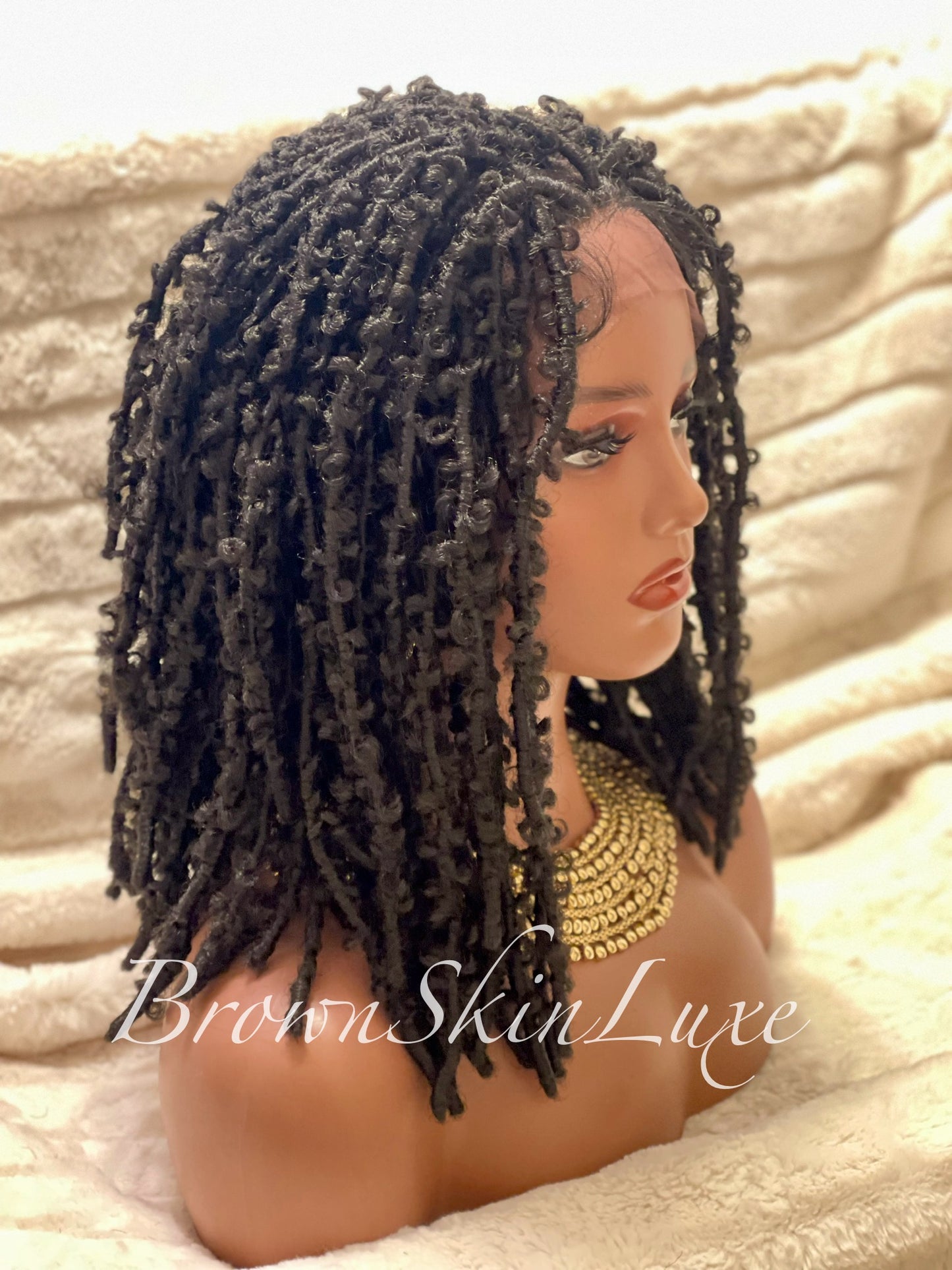 14 Inches Short Butterfly Locs Lace Closure wig