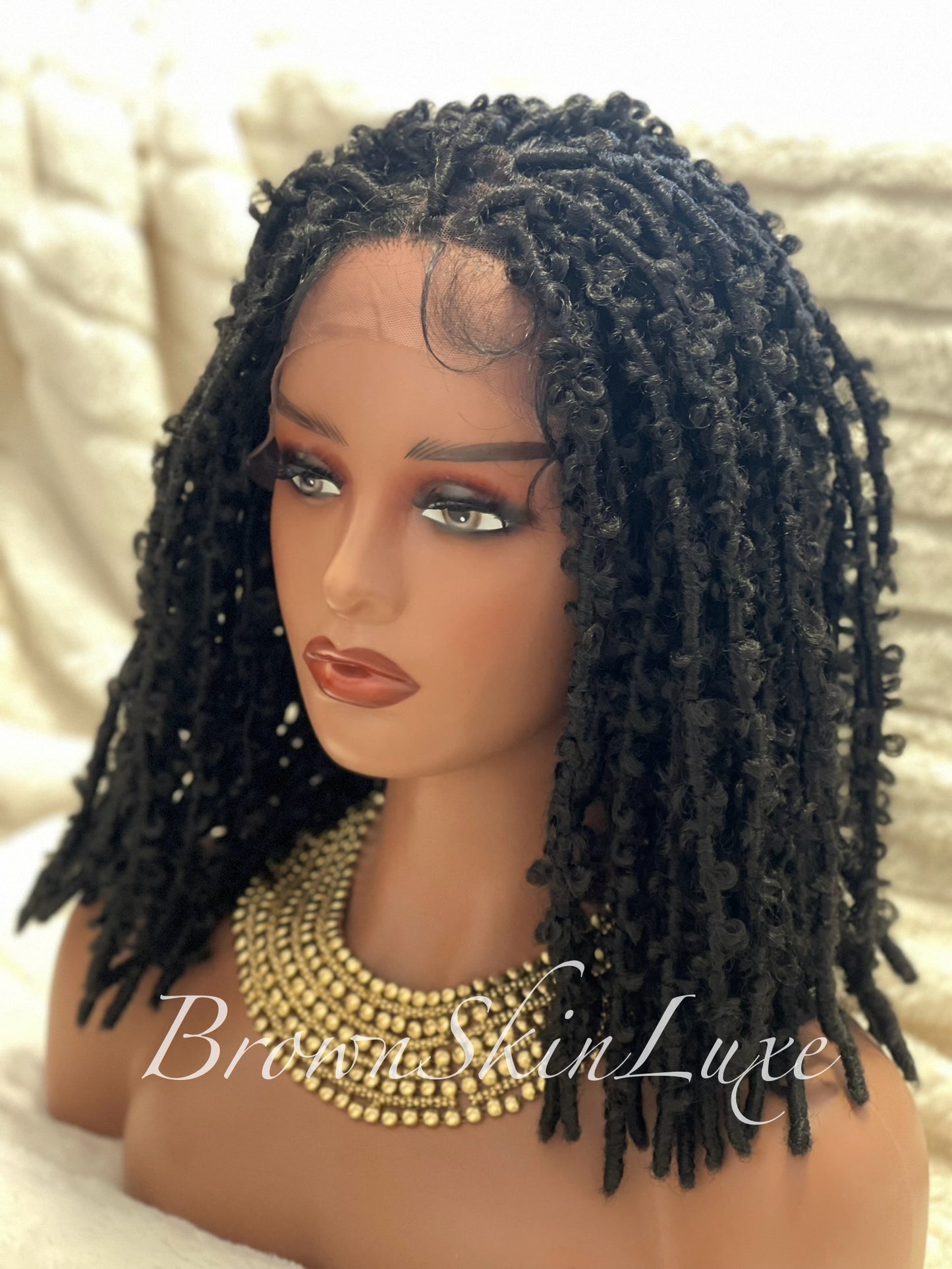 14 Inches Short Butterfly Locs Lace Closure wig