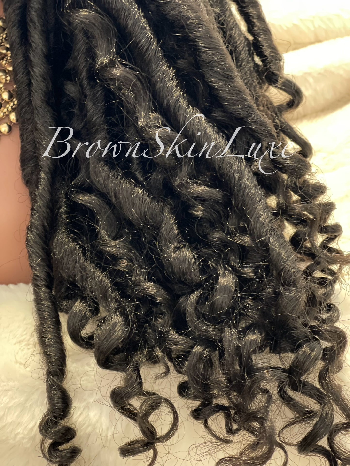 26 Inches Faux Goddess Locs with Curls Braids Lace Closure Wig