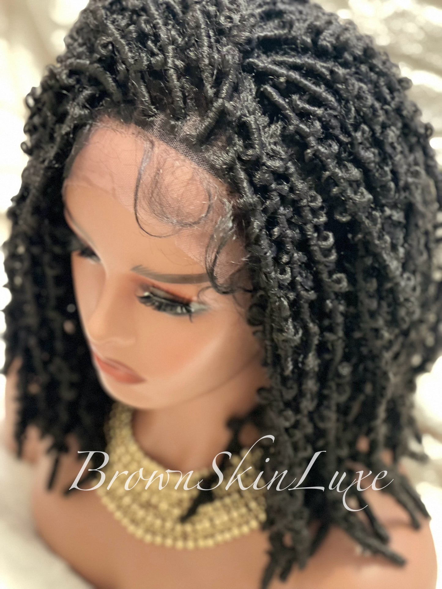 14 Inches Short Butterfly Locs Lace Closure wig