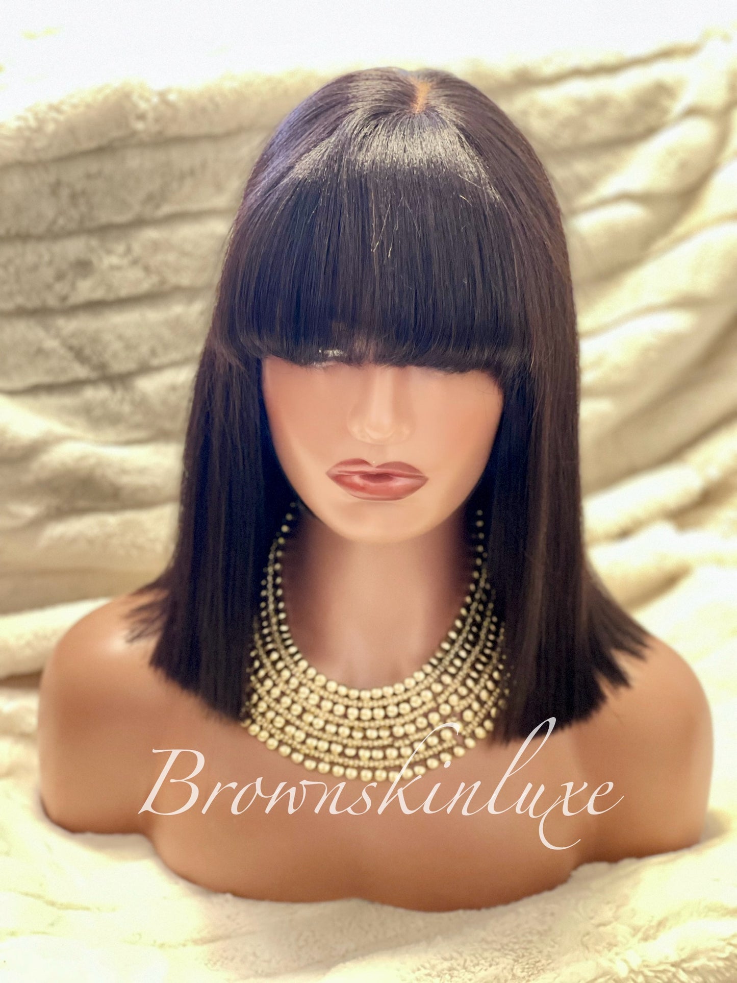 12 Inch Yaki Straight Bob With Bangs  Wig