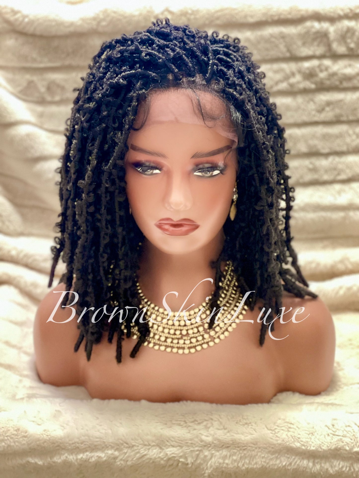 14 Inches Short Butterfly Locs Lace Closure wig