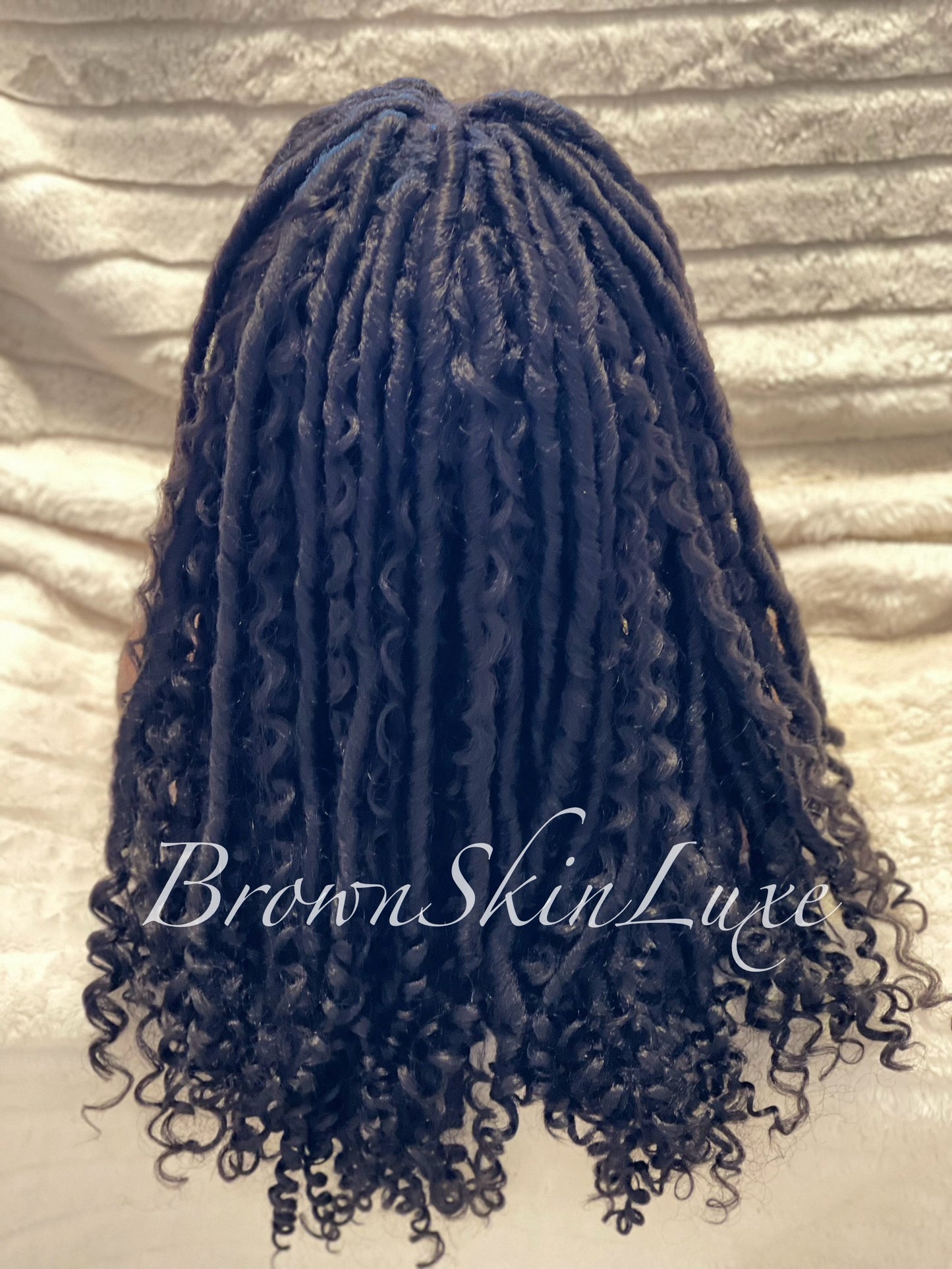 26 Inches Faux Goddess Locs with Curls Braids Lace Closure Wig