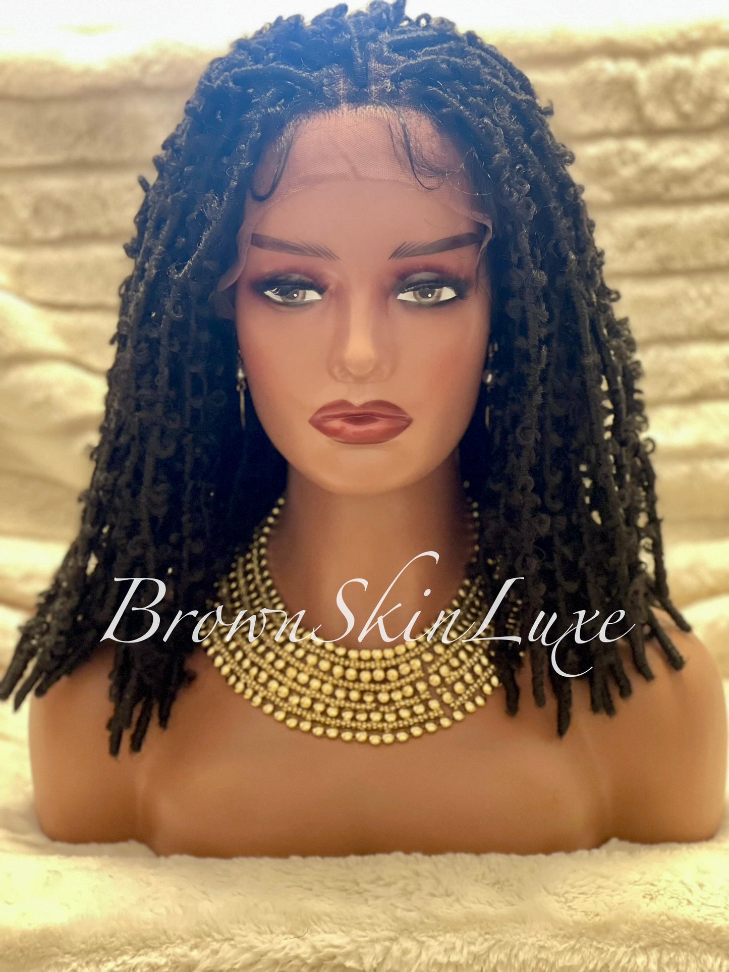 14 Inches Short Butterfly Locs Lace Closure wig