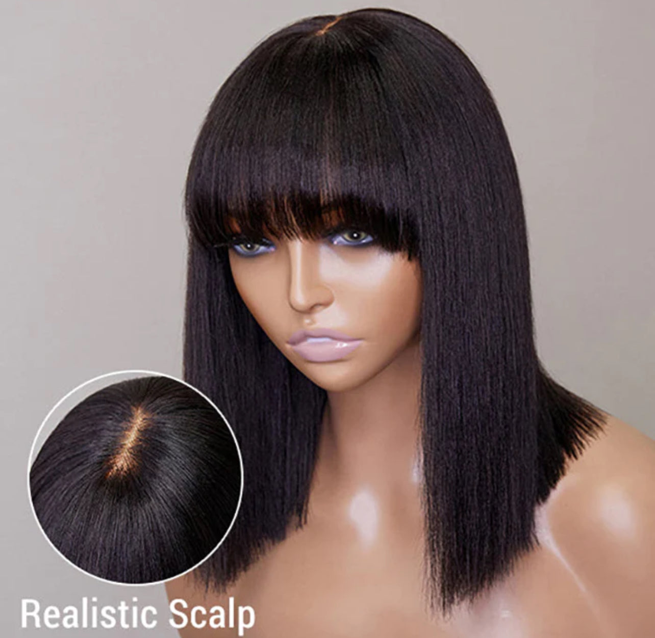 12 Inch Yaki Straight Bob With Bangs  Wig