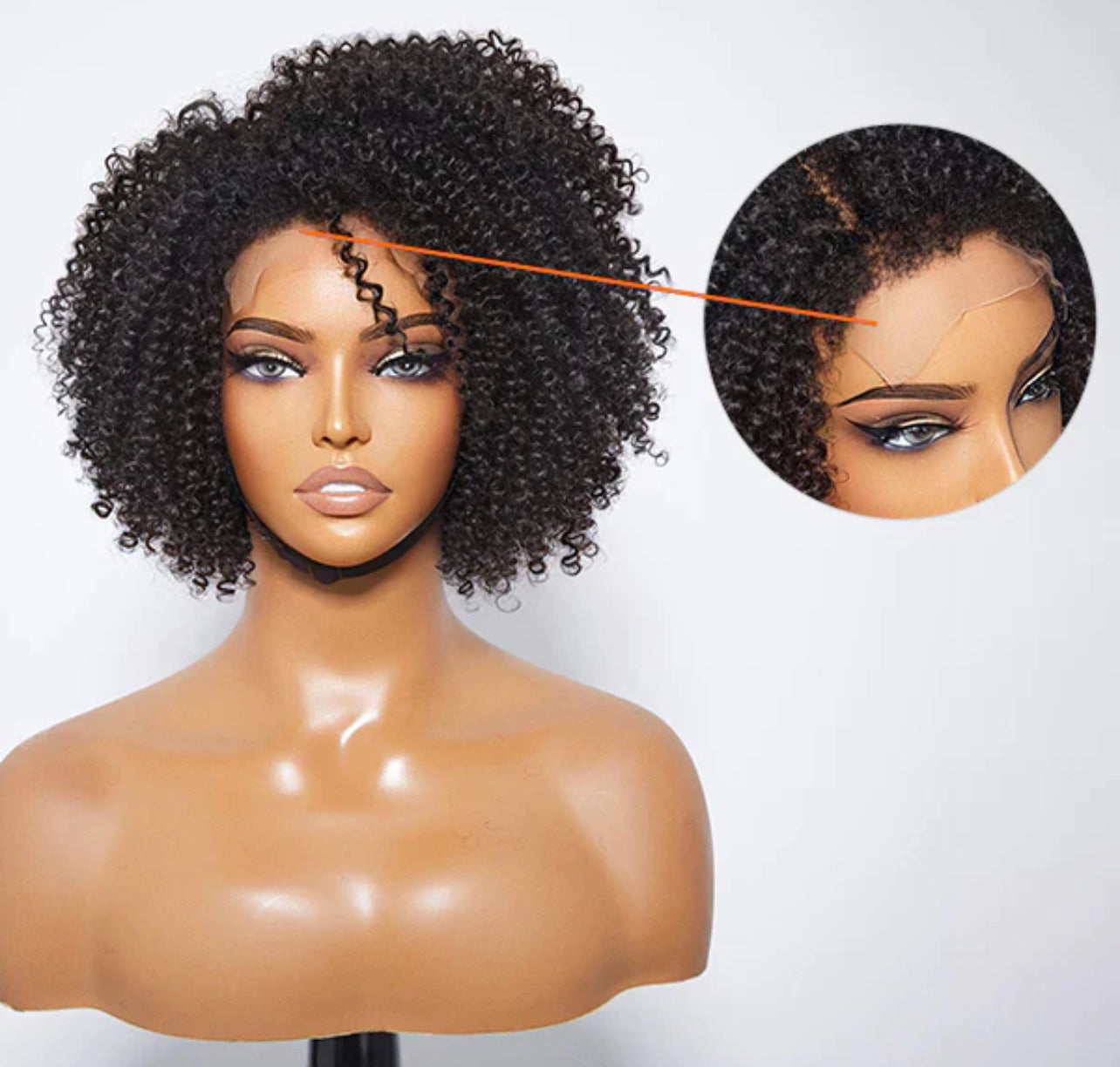 12 Inches Kinky 4C Edges Jerry Curly Closure Wig