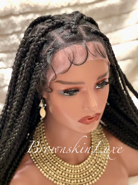 30 Inches Large Box Braided Knotless Lace Front