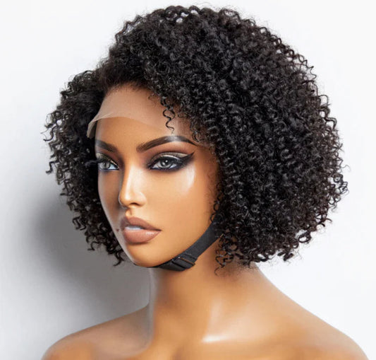 12 Inches Kinky 4C Edges Jerry Curly Closure Wig