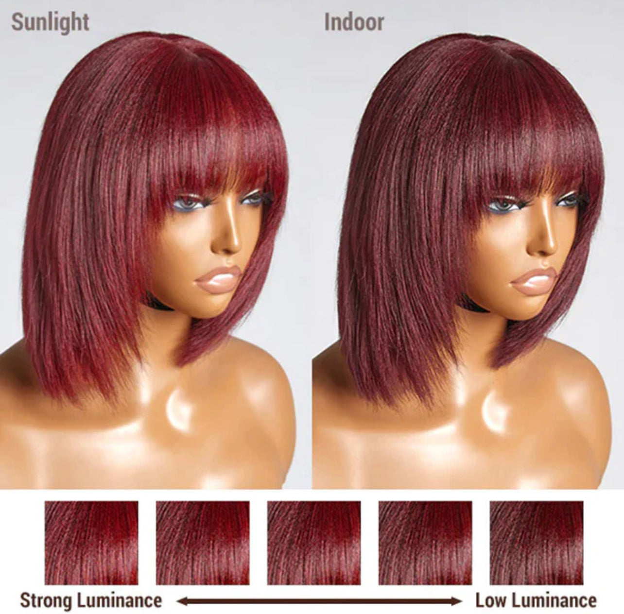 10Inches Reddish Purple Layered Cut Bob with Bangs