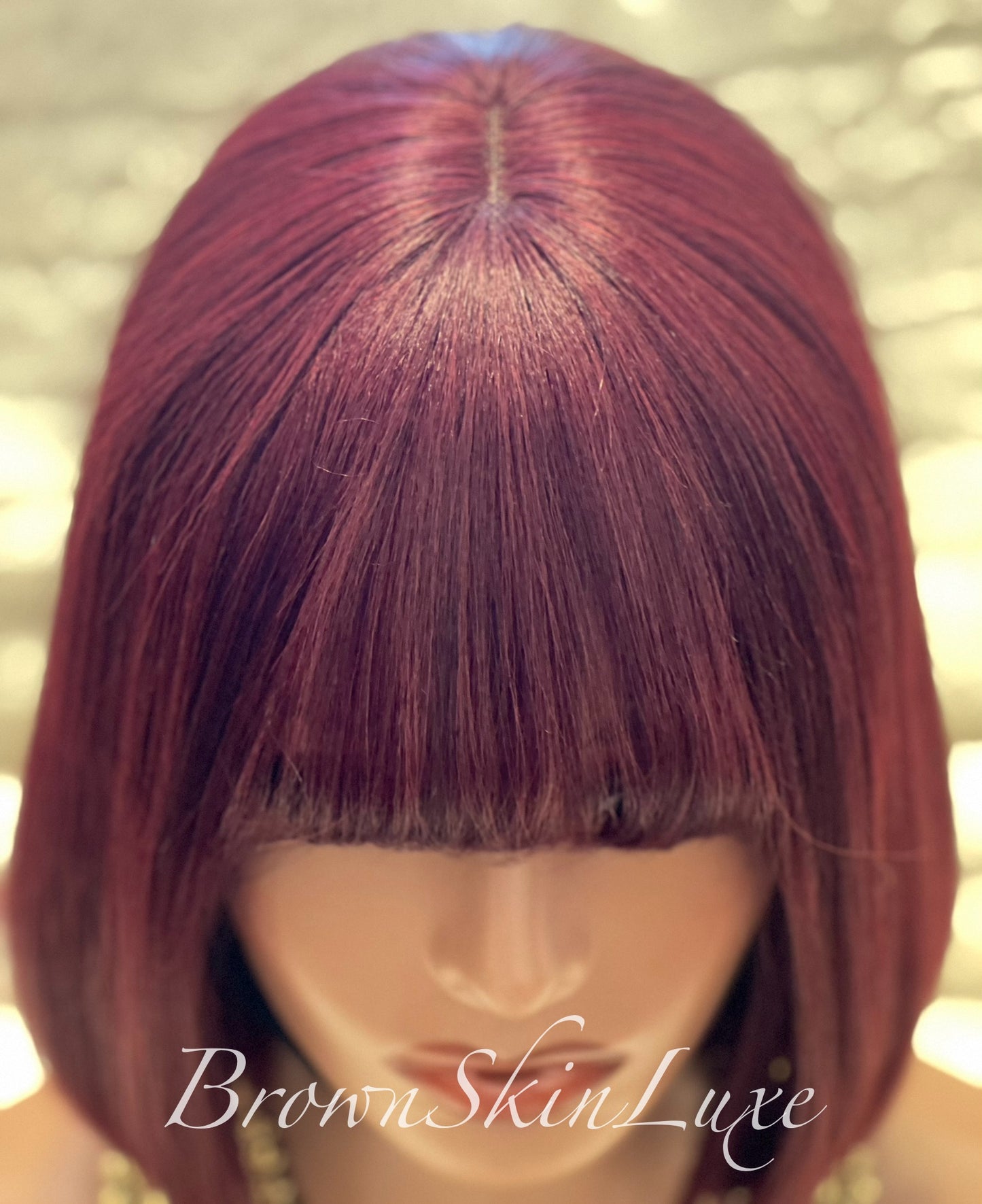 10Inches Reddish Purple Layered Cut Bob with Bangs