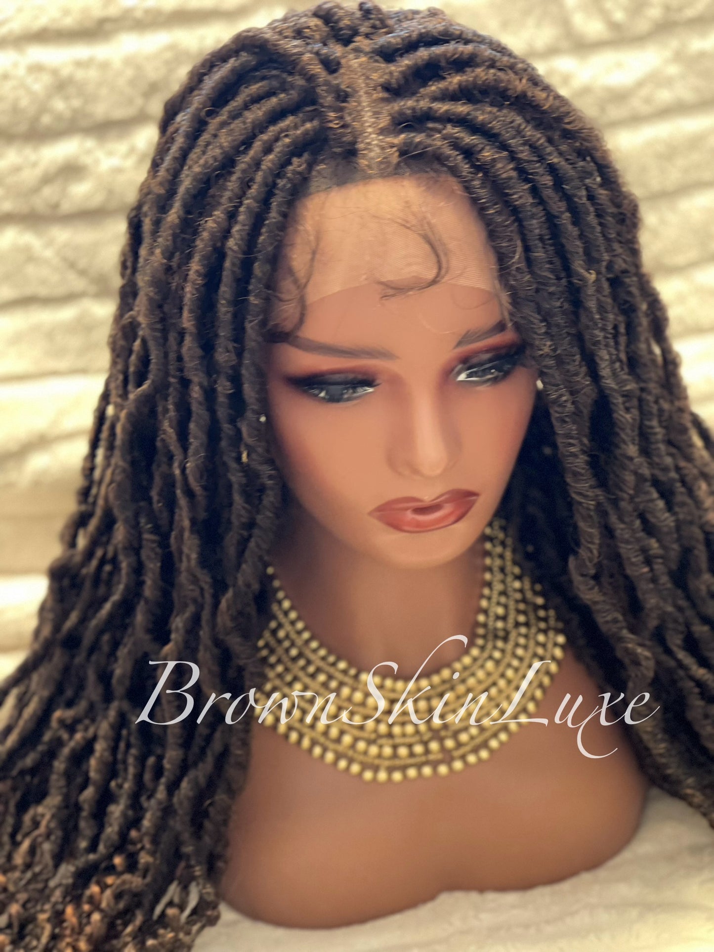 26 Inches Deep Curl Ends Boho Goddess Locs Lace Closure Wig