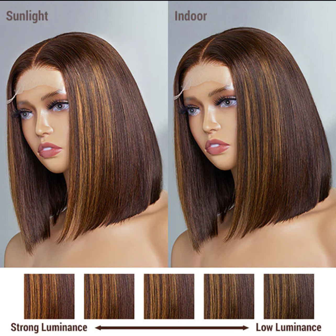 10 Inches Brown Highlights Wig